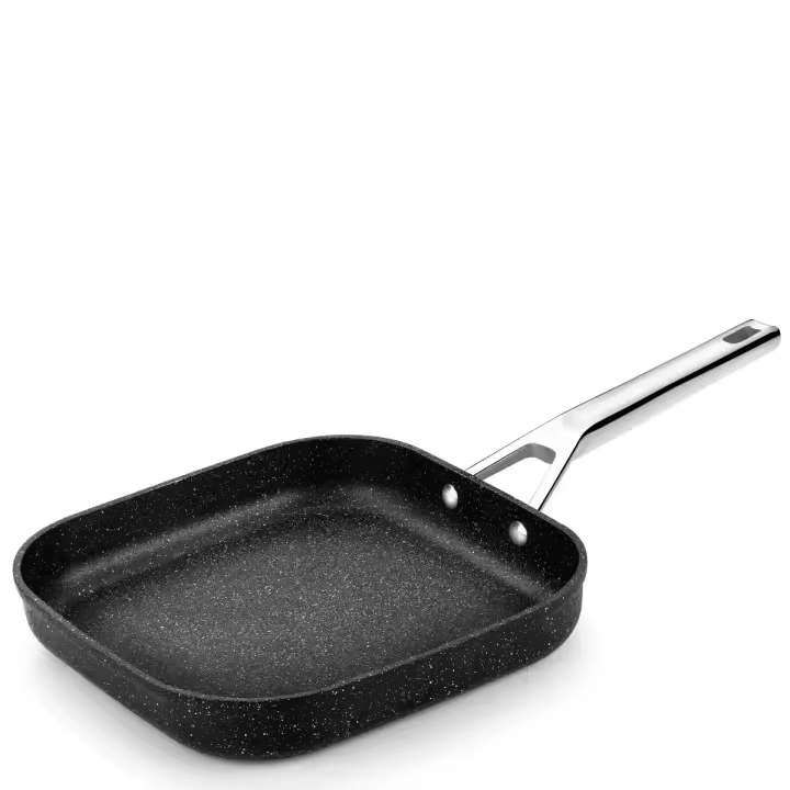 Monix Mineral - Sartén Grill de aluminio forjado con antiadherente tipo piedra. 24 cm lisos o 28 cm a rayas. Todas las cocinas - 1