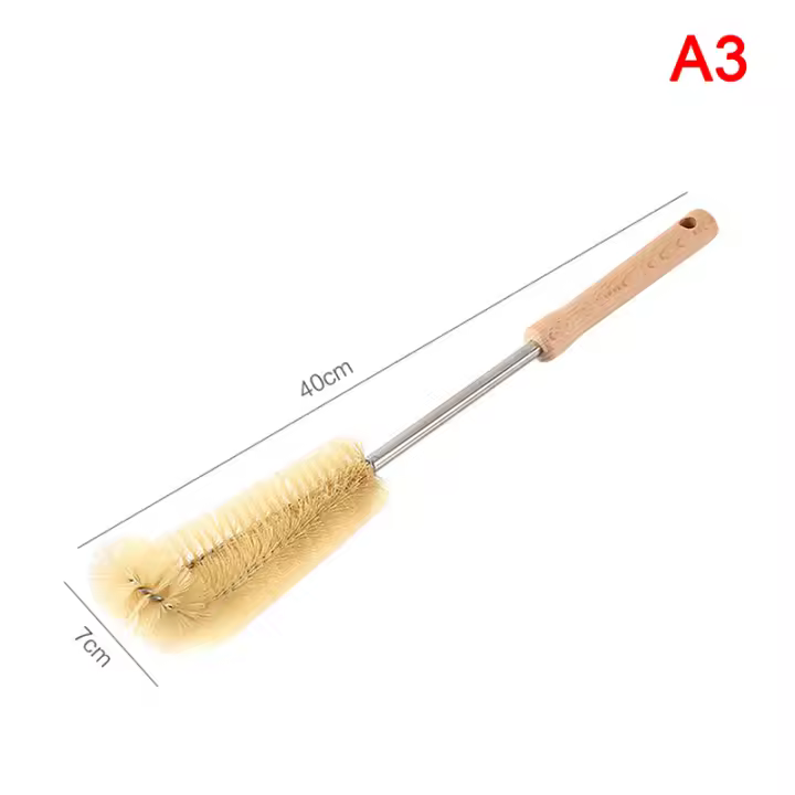 Cepillo De Limpieza Para Botellas Y Vajillas Con Mango Largo De Madera Y Nylon Duradero Para Electrodomésticos De Cocina Y Botellas De Bebé - 1