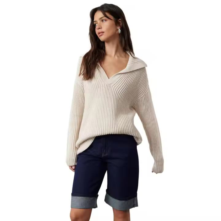 Trendyol Navy Blue Basic Turn-Down Collar Knitwear Sweater Twoaw25Kz00004 - 1