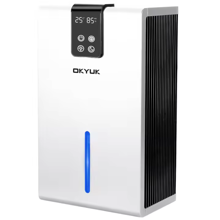 Deshumidificador eléctrico 2700 ml, deshumidificador para el hogar con apagado automático, luz LED de 7 colores, ideal para caravanas, baños, dormitorios, sótanos (blanco) - 1