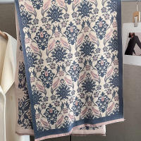 Poncho De Cashmere Floral Impresión Para Mujer Bufanda De Lujo Cálida Pashmina Viaje Chal Envoltura Estilo Elegante 2023 - details 8