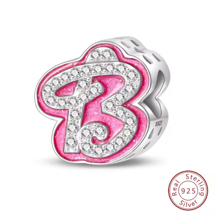 Nuevos 925 Plata Esterlina Charms Letras 26 Pigmentos Rosa Para Mujer Adecuado Para Pulseras Pandach Románticas Joyería DIY Regalo De Cumpleaños - 1
