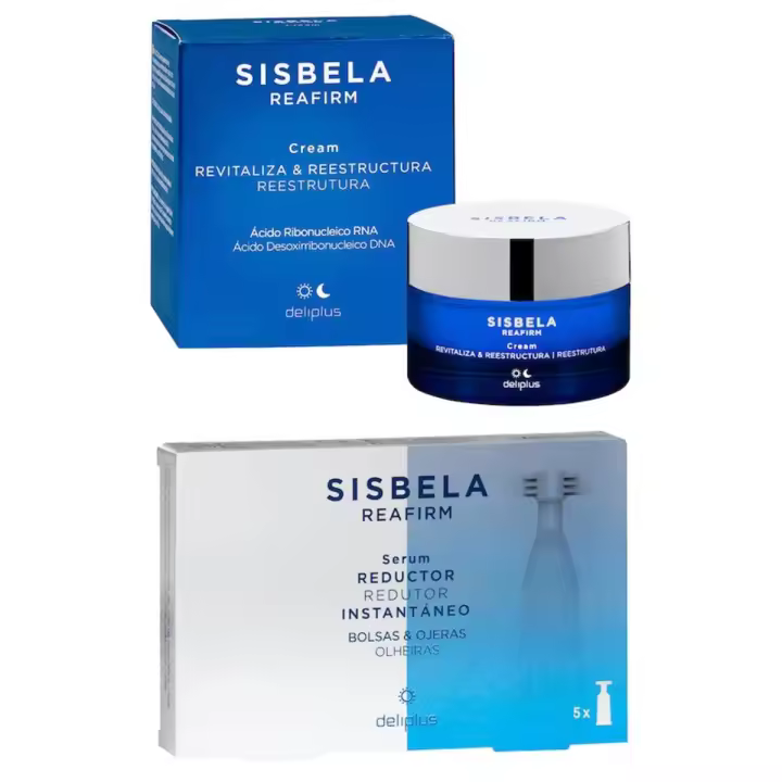 Pack 2 - Sisbela - Crema Facial 50 ml. + Sérum Reductor Instantáneo de bolsas y ojeras Reafirm. Caja 5 x 2 ml. (10 ml.) Evitar pieles sensibles. Deliplus - 1