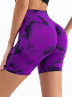 Shorts De Yoga Para Mujer Cintura Alta Sin Costuras Tie-Dye Elásticos Altos Transpirables Leggings De Gimnasio - details 21