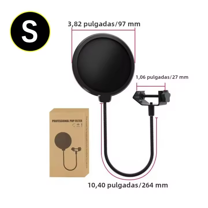 Filtro De Pops Para Micrófono Studio Doble Capa Con Tira Giratoria De 360° Flexible Accesorios Para Grabación Y Discurso Color Negro - 1