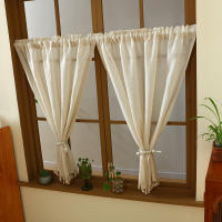 Cortina Corta De Lino Beige 1 Pieza Estilo Bohemio Japonés Para Ventanas Pequeñas Y Puertas Decoración Y Protección De La Privacidad - details 7