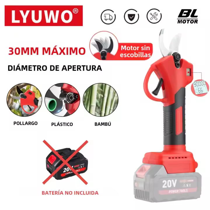 LYUWO 21V 30mm Tijeras De Poda Inalámbricas Digitales Sin Escobillas Para Frutas Y Plantas En Maceta Herramienta Eléctrica Sin Battería Incluida - 1