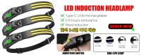 Linterna Frontal USB Recargable Con Sensor COB LED De Batería Integrada 5 Modos De Iluminación Para Running Nocturno Camping Pesca Exterior Impermeable 180° - details 9