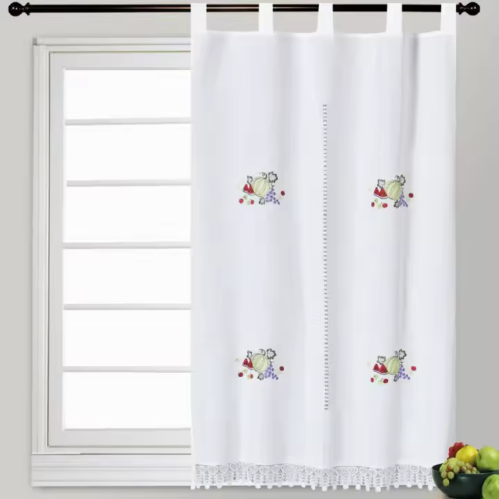 Cortina - Cocina - Bordada Cortinas De Cocina, Estampado De SandíA, Cortinas Decorativas, DecoracióN Del Hogar. Adecuado Para Cocina, HabitacióN, SalóN, BañO. 1 Pieza, 100 X 150 Cm. 2025 Nuevo Caliente - 1