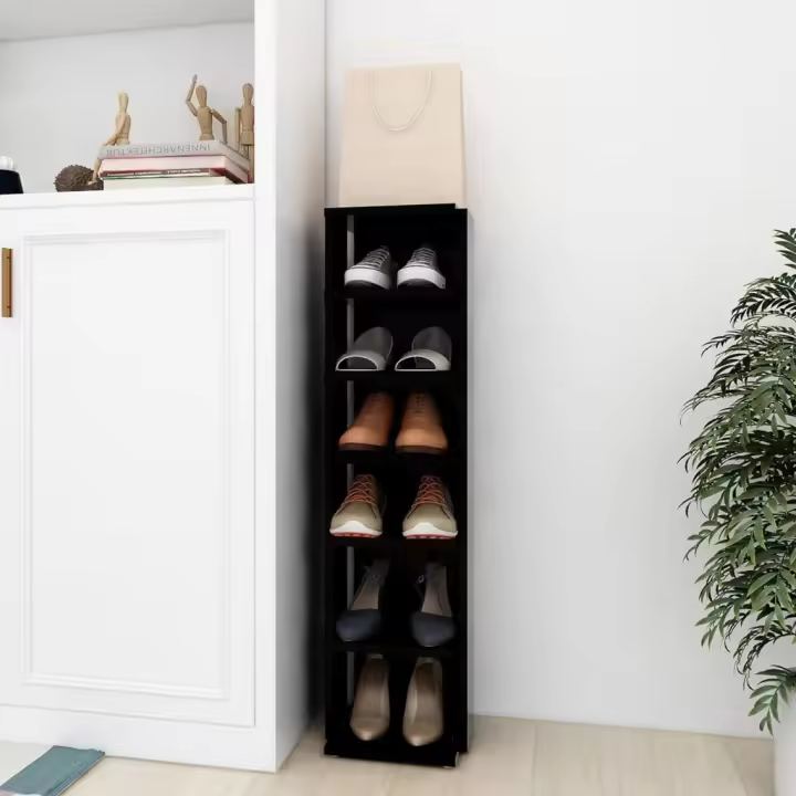 vidaXL Mueble zapatero madera contrachapada negro 27,5x27x102 cm - 1