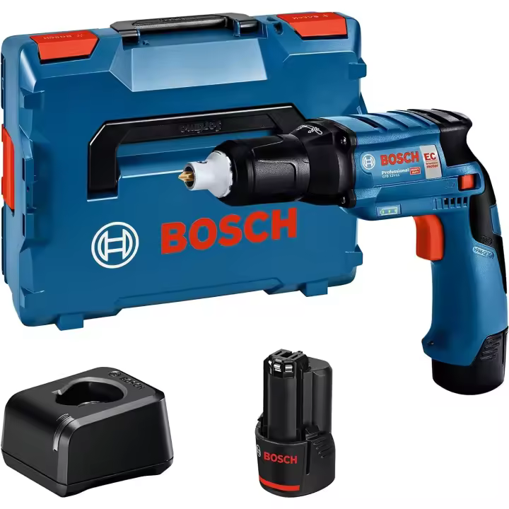 Bosch Professional 12V System GTB 12V-11 - Atornillador a batería para placa de yeso (0-3000 rpm, 2 baterías x 2.0 Ah, en L-BOXX) - 1