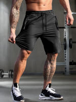 Shorts Casuales Para Hombre De Color Sólido Con Bolsillos De Cierre De Cremallera Y Cintura Elástica Con Cordón. Adecuados Para Verano Y Uso Diario. - details 5