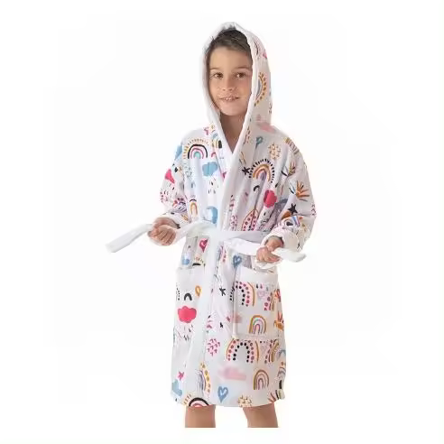 Albornoz Toalla para Niñas Terciopelo 100% Algodón Rainbows Sibiles TC00888 - 1