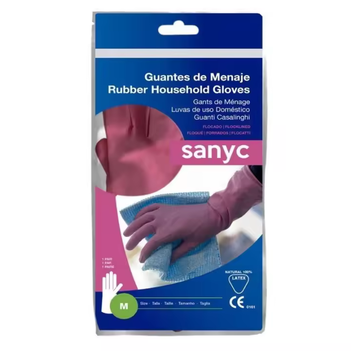 Guante de Látex Sanyc Talla Grande para Menaje del Hogar y Limpieza - 1