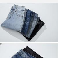 Nuevos Jeans Casuales Para Hombre 2024 Estilo Coreano Hip Hop Rectos De Pierna Ancha Pantalones Vaqueros Couple En Negro Y Azul Claro Cierre De Cremallera Talla Media - details 15