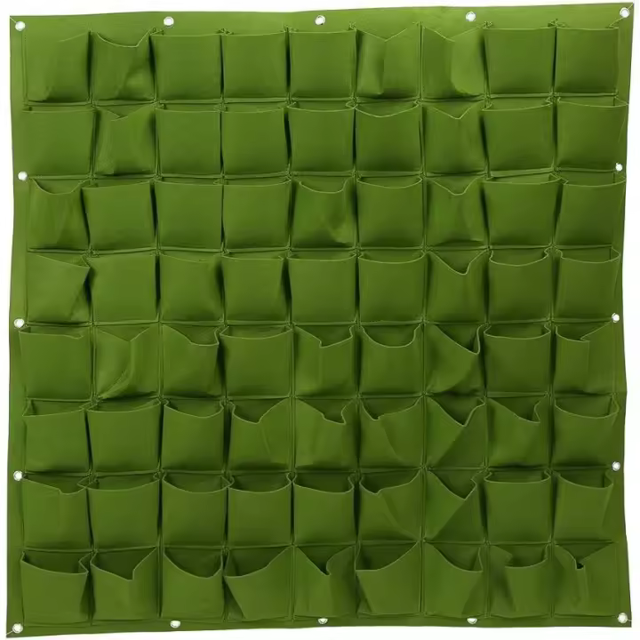 72 bolsos pared vertical Flor Colgante Fieltro plantador Bolsas para Jardín interior al Aire Libre 2 Colores plantador Bolsas (GREEN) - 1