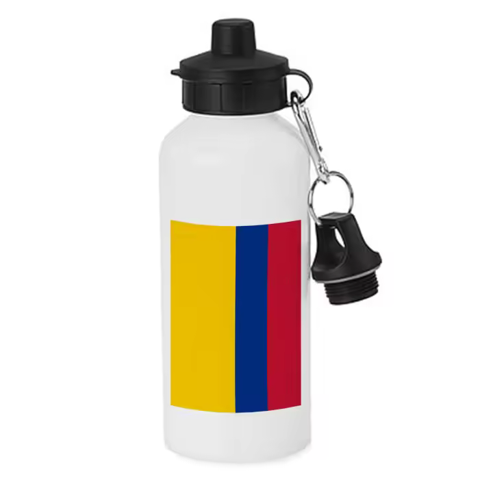 MERCHANDMANIA BIDON DEPORTIVO 600 ML ACERO INOXIDABLE CON CHUPON bandera colombia pais gobierno colombiano botella escolar deporte bicicleta - 1