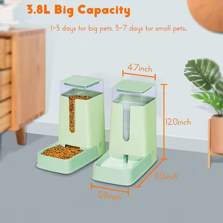 ZVD c Pet Feeder Small&Medium Pets Automatic Food Feeder and Waterer Set 3.8L, Travel Supply Feeder and Water Dispenser for Dogs Cats Pets Animals (l - 1