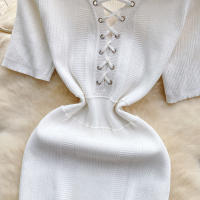 Vestido Bodycon Elegante De Encaje Frontal REALEFT Para Mujer Verano 2024 Nuevo Estilo Vintage Slim V-Neck Longuerza Mini - details 13