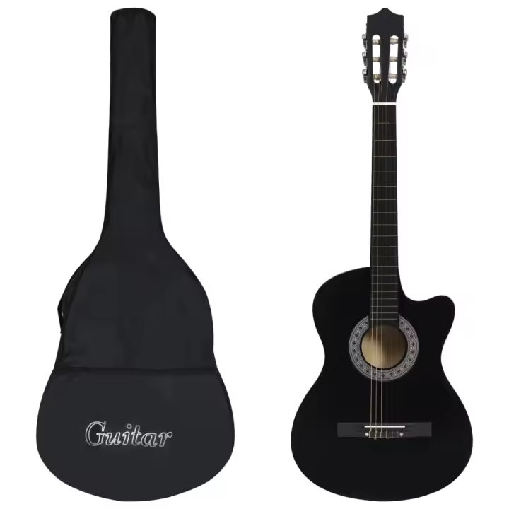 vidaXL Set Guitarra Acústica Occidental Cutaway 12 Piezas 6 Cuerdas 38" Músico Color Marrón claro,  Azul,  Negro y mas - 1
