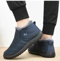 Botas De Invierno Impermeables Para Hombres Nuevas 2025 Plush Negro Botas De Nieve De Tobillo Calientes Para Parejas Con Pluma Y Suela De TPU - details 16