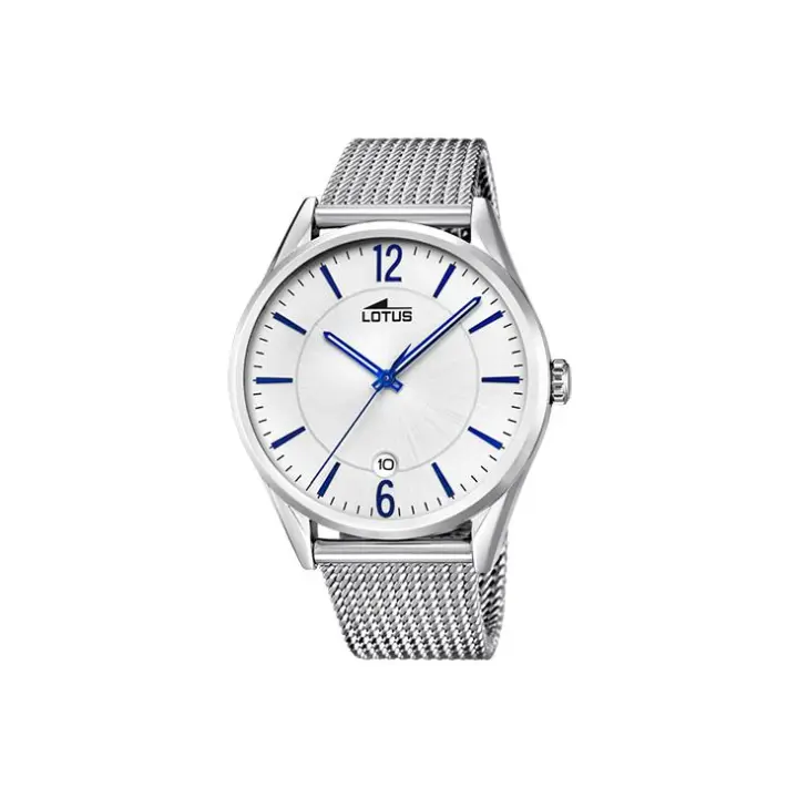 Reloj Lotus Minimalista para Hombre – Acero Inoxidable, Malla Milanesa y Esfera Blanca 15975/4 - 1