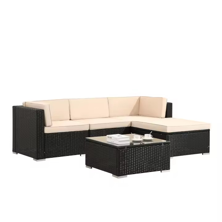 AREBOS Muebles de Jardín Polirratán Lounge | Resistente UV | Negro | Lounge Palma - 1