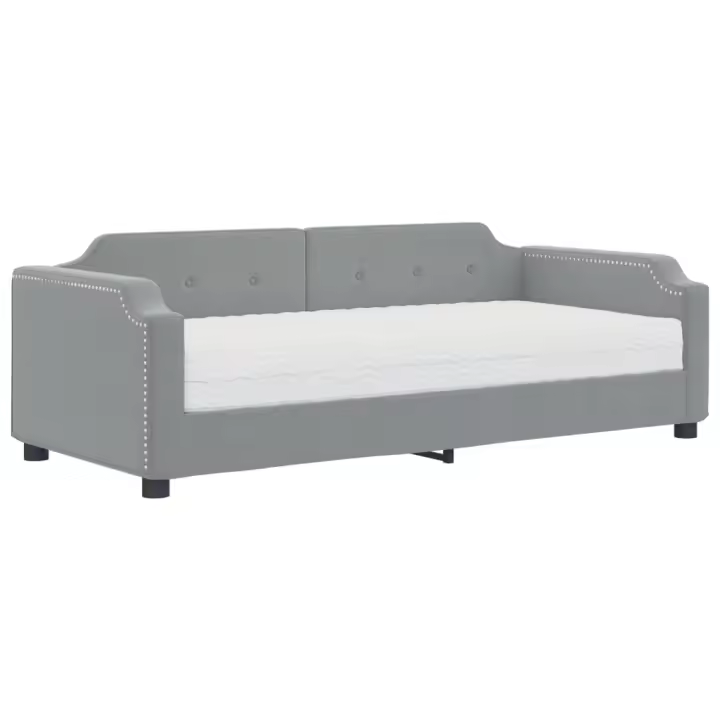 vidaXL Sofá cama con colchón tela gris claro 90x190 cm - 1