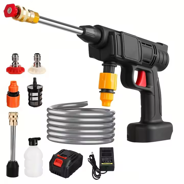 Pistola de lavado de coches de alta presión sin cuerda de 21V con 1 batería, 12000rpm, barra de 30/435 psi para lavado de coches, limpieza de jardín, riego de flores, etc. - 1