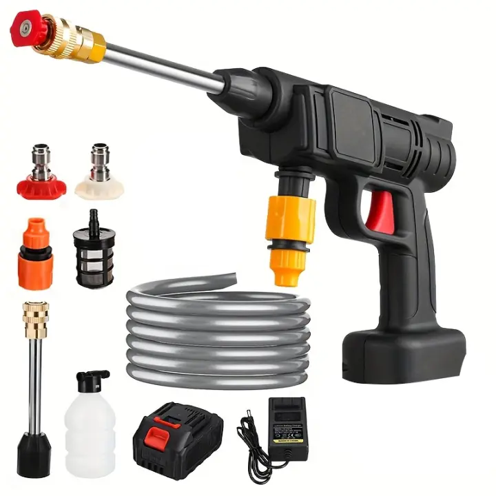 Pistola de lavado de coches de alta presión sin cuerda de 21V con 1 batería, 12000rpm, barra de 30/435 psi para lavado de coches, limpieza de jardín, riego de flores, etc. - 1