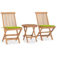vidaXL Set comedor de jardín plegable 3 piezas madera de teca cojines en color Azul/Verde brillante/Rojo vino tinto y más | acolchados duraderos para sofás de jardín terraza exterior - details 1