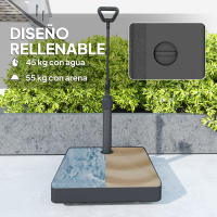 Outsunny Base para Sombrilla Cuadrada Soporte para Parasol con Ruedas Pie para Sombrilla con Asa Ajustable Rellenable con Agua 45L o Arena 55kg para Jardín Terraza Negro - details 1