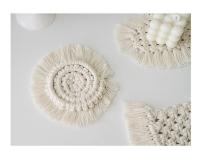 Coasters De Macramé Tejido a Mano Con Borlas Tapete De Insulación Para Taza De Café Soporte Antideslizante Para Platos Matriz De Mesa Ecológica De Lino Estilo Americano - details 1