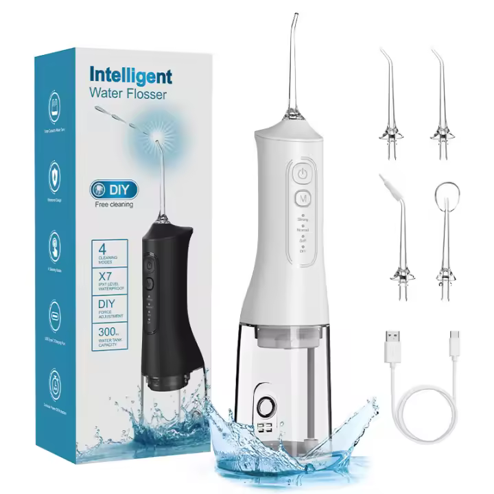Irrigador Bucal Limpieza de dientes USB Recargable Agua Flosser Portátil 300ml Higiene Bucal Limpador de dientes - 1