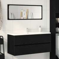 vidaXL Armario para lavabo contrachapada 100x38,5x45 cm en color Gris hormigón/Roble ahumado/Marrón roble y más | almacenamiento funcional diseño moderno para baño dormitorio sala - details 8