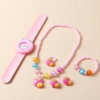 Juego De Reloj Y Joyería Para Niñas Con Patrón De Caballo Arcoíris Collar Aretes Anillo Pulsera Regalos Para Niñas Y Niños - details 25