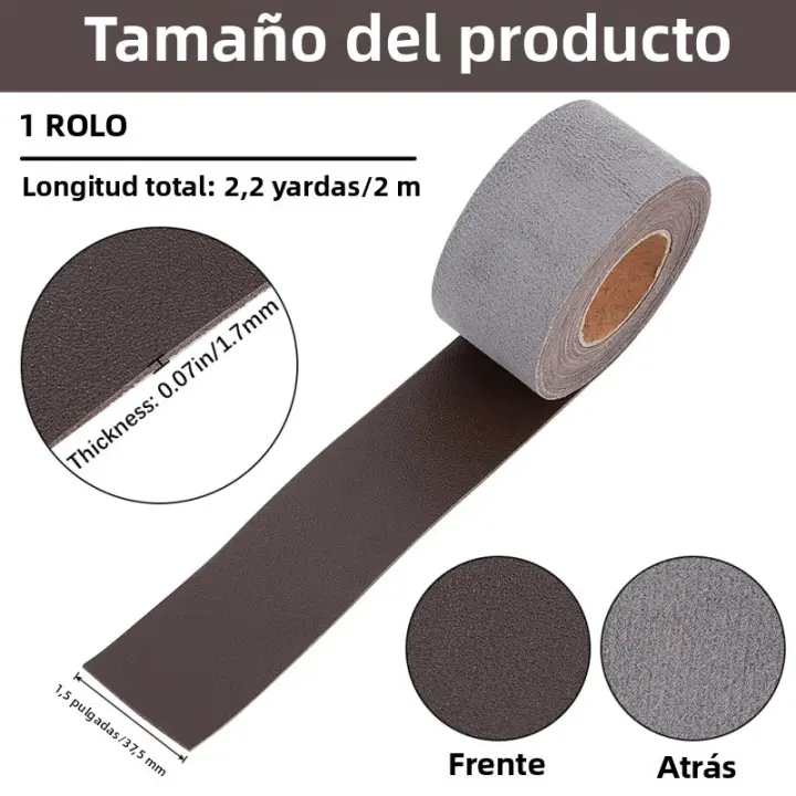 Cinta De Cuero Sintético Negra 1.5"/37.5mm X 79"/2m 0.07"/1.7mm Grano Alto Para DIY Manualidades Guitarra Cinturón - 1