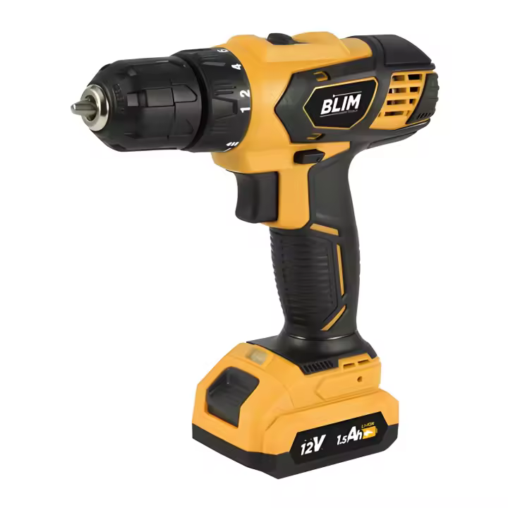 Blim taladro a bateria 12v 1.5ah - 28nm de par maximo - 2 velocidades 0-400/0-1500rpm - color amarillo - 1