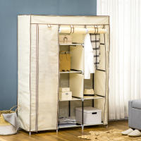 HOMCOM Armario de Tela Plegable Armario Portátil con 8 Estantes de Almacenaje y 2 Barras para Colgar Organizador de Ropa para Dormitorio Vestidor 125x43x162,5 cm - details 6