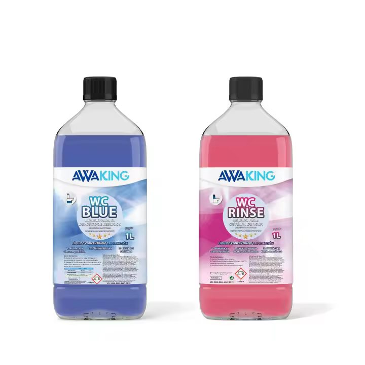 PLANTAWA Liquido WC Quimico Portatil, Similar Aqua KEM Blue, 1L + Rinse 1L, Liquido WC Quimico, Aguas Negras, Cisterna y Aguas Grises, Camper,Potti,Aguas Negras Autocaravanas,Depósito Residuos - 1