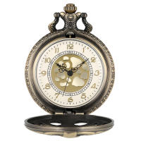 Reloj De Bolsillo De Cuarzo Con Diseño De Espina De Pez Vacío En Bronce Interesante Pulsera Collar Para Regalos De Halloween Para Hombres Y Niños - details 7