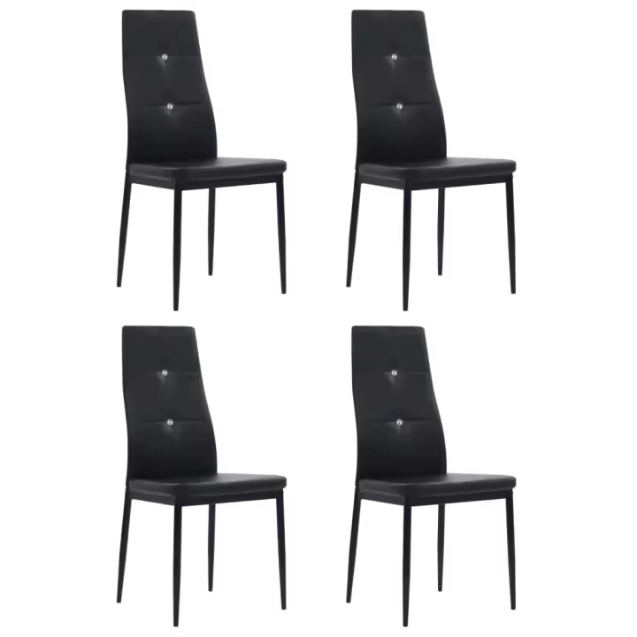 vidaXL Sillas de comedor 4 unidades cuero sintético en color Negro/Blanco | cómodas modernas ergonómicas para comedor cocina salón hogar - 1