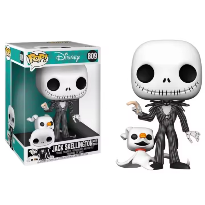 FUNKO POP! PESADILLA ANTES DE NAVIDAD - JACK SKELLINGTON CON ZERO 25 CM, 49006, Nº809, TIENDA CON LICENCIA OFICIAL - 1