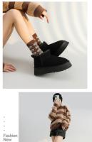 Botas De Piel Nueva Larga De Invierno Para Mujer Botines Cortos De Peluche Cálidos Botines Casuales Chelsea De Talla Baja Con Plataforma Zapatos De Cordón PU Cubierta De Suela De Plástico - details 6
