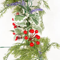 Guirnalda De Navidad Artificial De 180 Cm Con Hojas De Pino Falsas Y Bayas Rojas Decoración Para Casa Y Fiestas De Año Nuevo Planta Artificial De Vínculo Verde - details 3