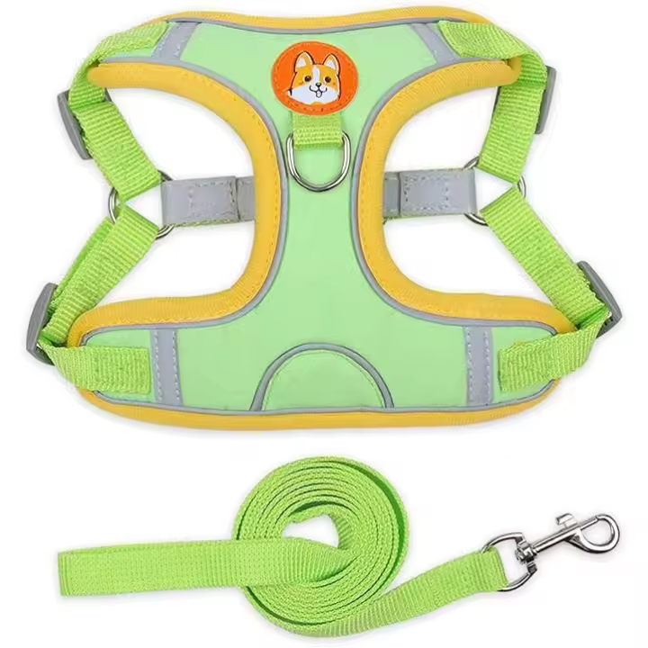 Arnés para Perros Verde - Chaleco y Correa Anti-Escape - Bulldog Francés Chihuahua - 1