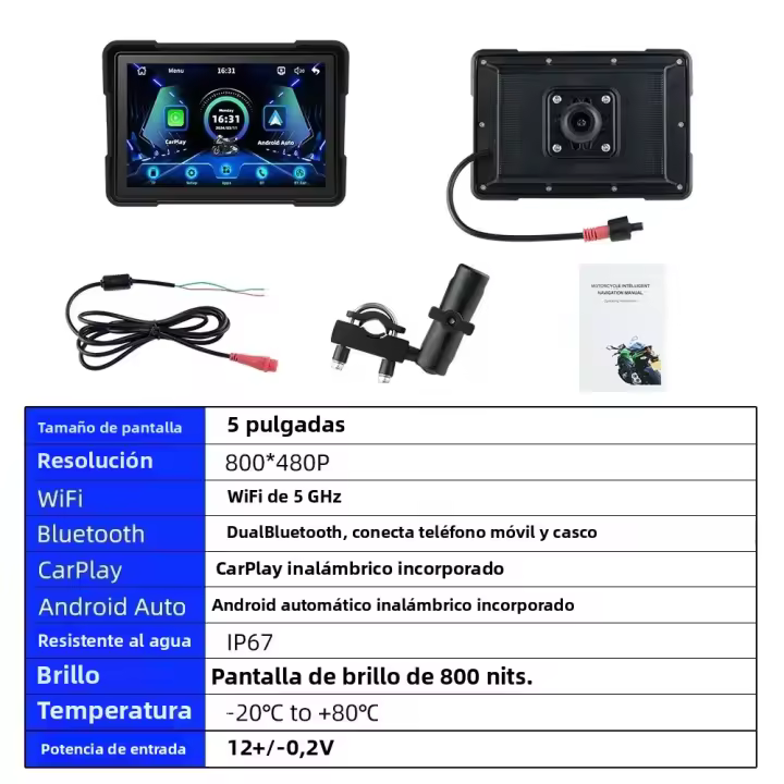 EKIY Navegación GPS Para Motocicleta 5 Pulgadas Pantalla Portátil Con Carplay Y Android Auto Diseño Nuevo MOTO Display - 1