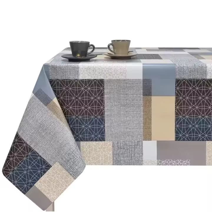 Mantel Hulehule Tex - PVC Estampado Impermeable Resistente a Manchas Fácil de Limpiar para Hostelería y Hogar Mirka Brown - 1