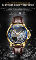 Reloj Mecánico Para Hombre OLEVS 6661 Con Esqueleto Resistente Al Agua Y Luminoso De Cuero Acero Inoxidable Dial Circular De 41mm - details 13