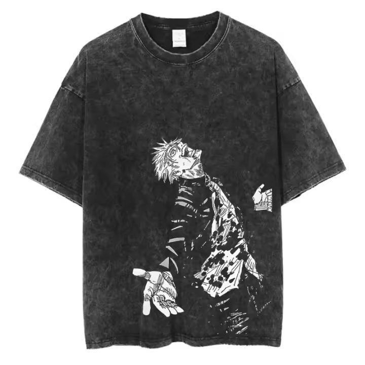Camiseta De Anime Harajuku Verano 100% Algodón Manga Corta Sobredimensionada Vintage Streetwear Para Hombres Camiseta Respirable - 1